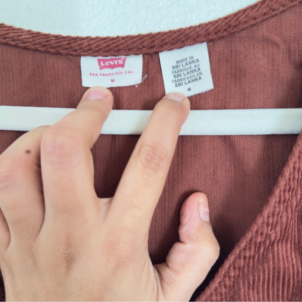 Levis Corduroy Mini Dress Burnt Orange/Brown Button Up Womens size M - Picture 5 of 10